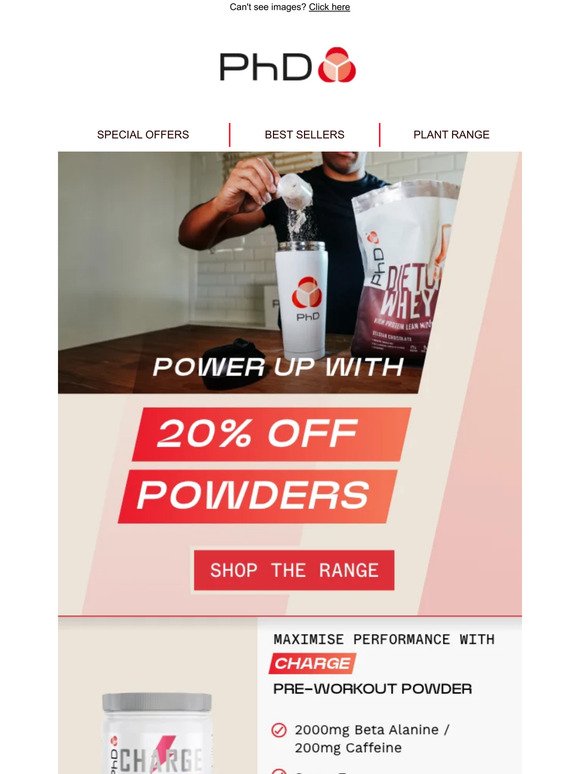 Maximise your gains with 20% OFF all Powders