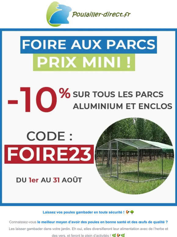 Laissez gambader vos poules en toute sécurité... Et à prix mini !