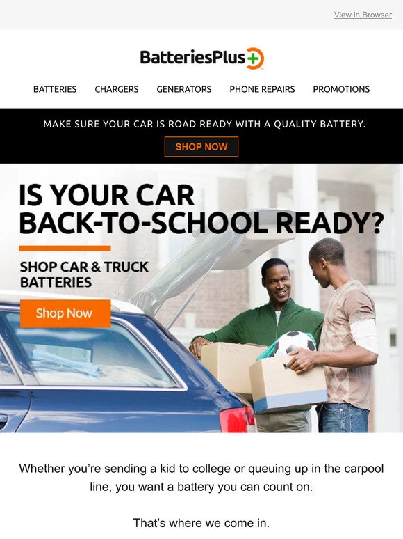 Back-to-School Car Battery Savings