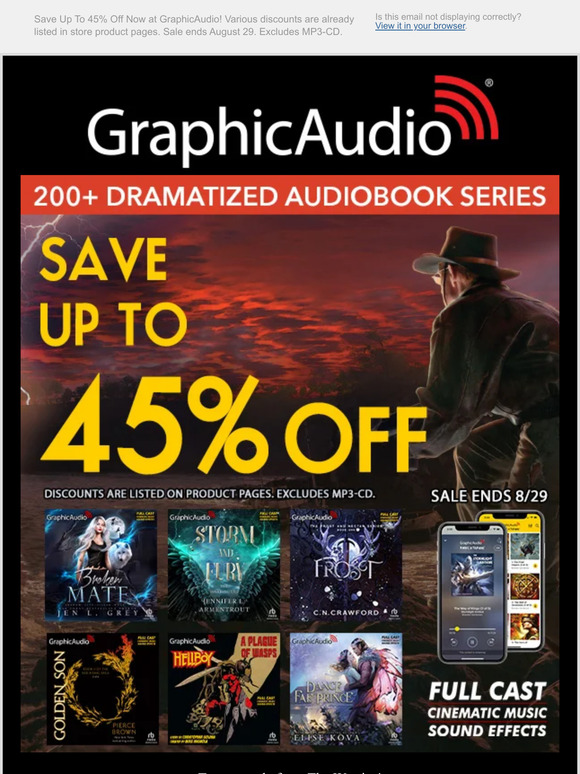 Save Up To 45% Off Dramatized Audiobooks from 200 different series 🎧