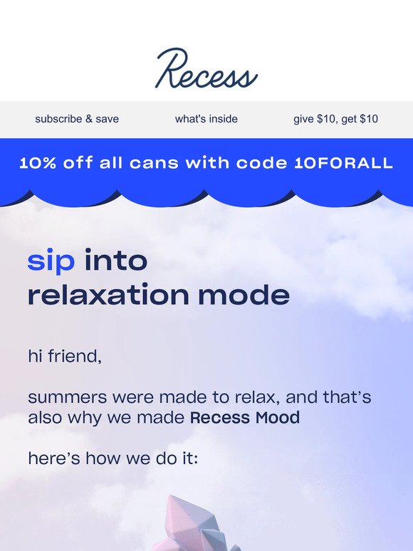 relax with a Recess Mood this summer