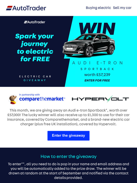 Win an Audi e-tron Sportback, worth over £57,000!