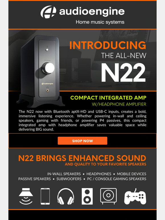 Audioengine's N22 (2nd gen) Mini Desktop Amplifier Works with
