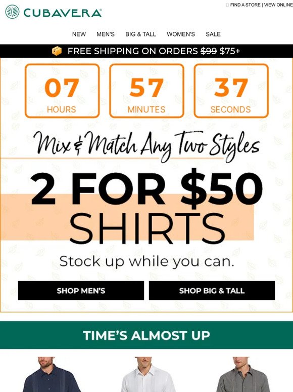 LAST CALL: 2 For $50 Shirts