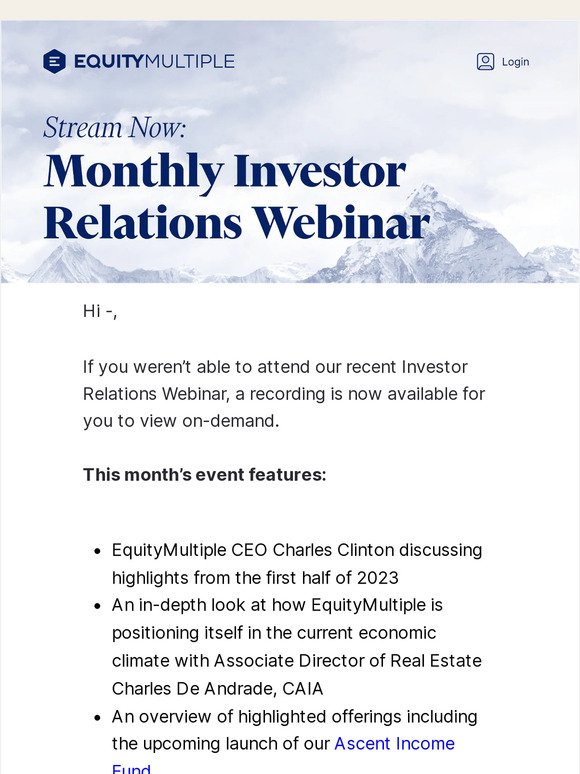 Now Available to Stream: August Investor Webinar