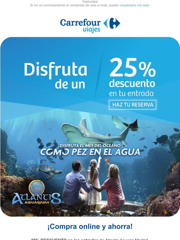 25% descuento en Atlantis Acuario Madrid