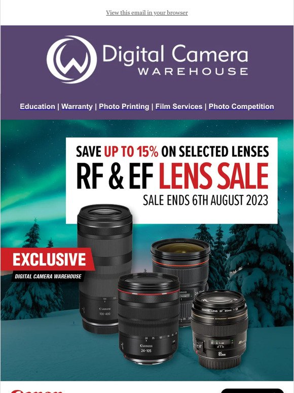 🕛 Ends Soon: Save up to 15% off Canon Lenses. Huge Discounts on Sony Products.