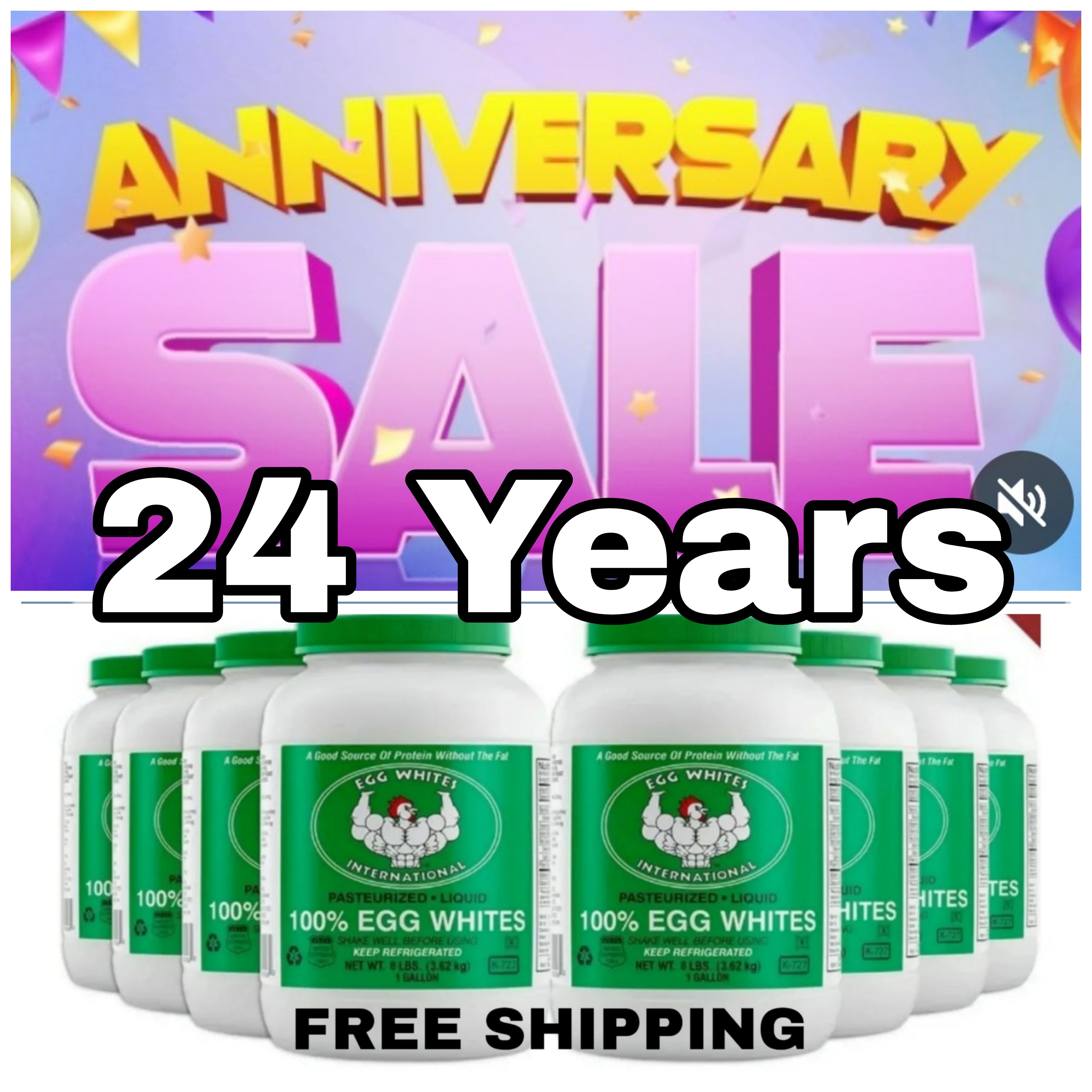 Egg Whites International 24 Year Anniversary Sale. Milled