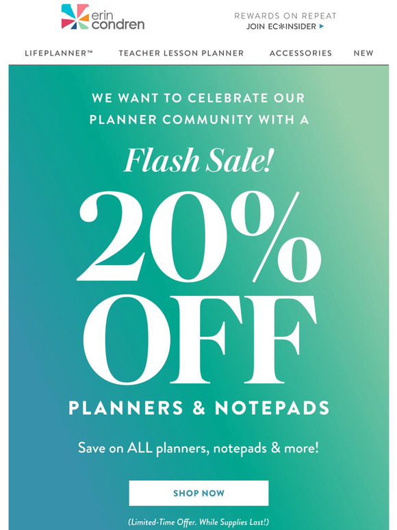 Erin Condren —, final hours for our FLASH SALE! Milled