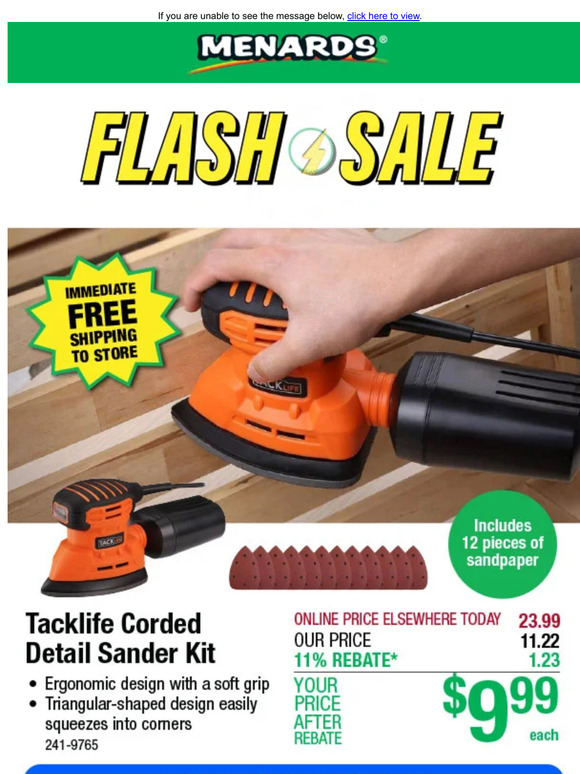 Menards Electric Sander Kit ONLY 9.99! Milled