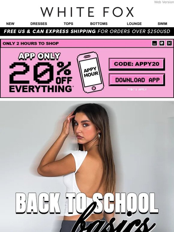 20% OFF EVERYTHING. ONLY IN APP BABE 📲