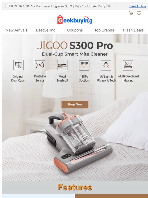 🇺🇸 US Launch | JIGOO S300 Pro Smart Mite Cleaner $99.99 | Dual-Cup Design!