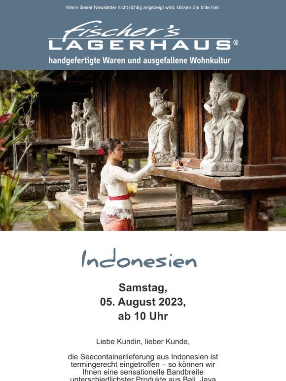 Container-Ankündigung 'Indonesien' am 05. August 2023