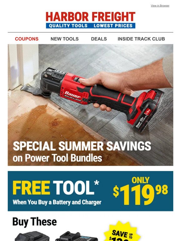 Harbor Freight Tools: SPECIAL SUMMER SAVINGS on Power Tool bundles