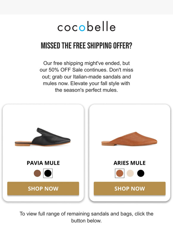 50% OFF:  Style with Italian Mules!