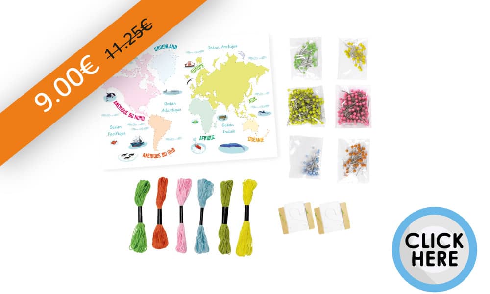 Kit créatif enfant String art Mappemonde