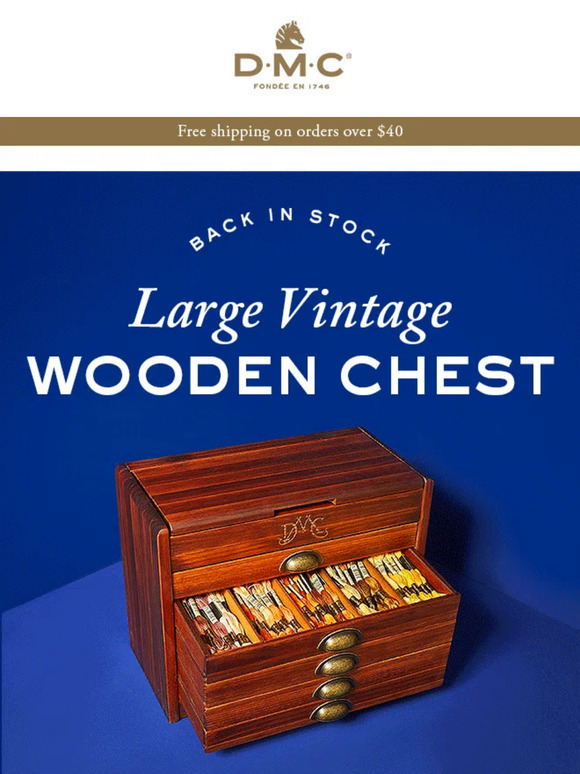 DMC Back in stock DMC Large Vintage Wooden Chest Milled