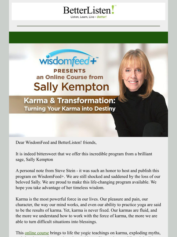 [Newly Available] Karma & Transformation with Sally Kempton