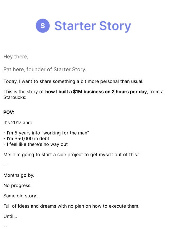 Starter Story How I Built A 1M Business on 2hrs Per Day Milled