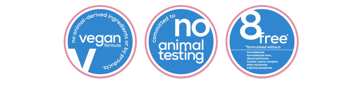 vegan, 8 free*, and no animal testing