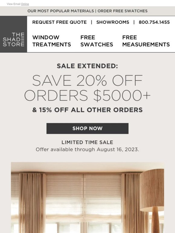 Sale Extended: Save 20% Off Orders $5000+