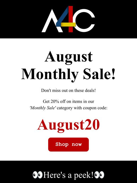 🎉August Monthly Sale!🎉