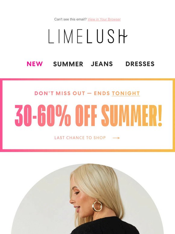 30-60% Off Summer — Ends TONIGHT! 🛍️☀️