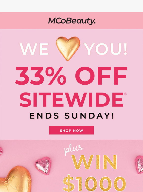 WIN $1,000 + 33% Off* Until Sunday! 🤑