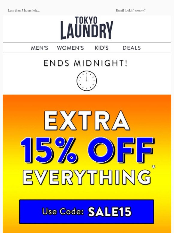 15% off everything – ends midnight🥳