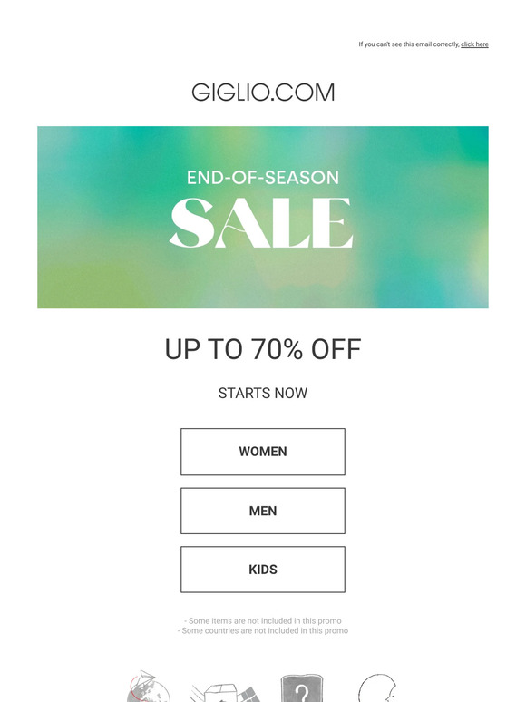 End of season sale: up to 70%