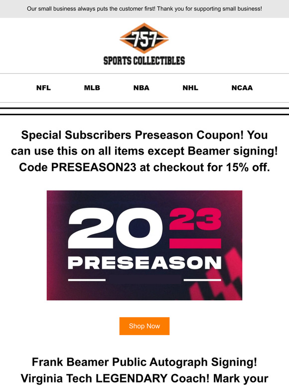 757 sports collectibles: 9 Hours Only! Entire website 30% off! All