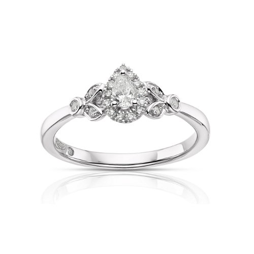 Emmy London 9ct White Gold 0.25ct Diamond Pear Cut Ring