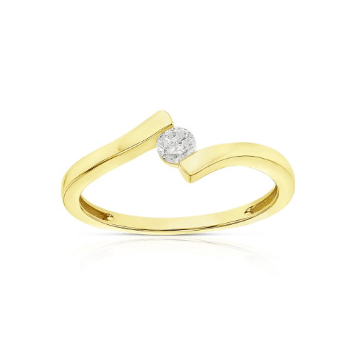 9ct Yellow Gold 0.10ct Diamond Wrap Round Cut Solitaire Ring