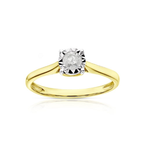9ct Yellow Gold 0.20ct Diamond Illusion Set Solitaire Ring