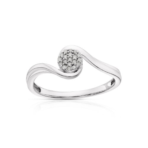 9ct White Gold Diamond Claw Set Round Cluster Ring