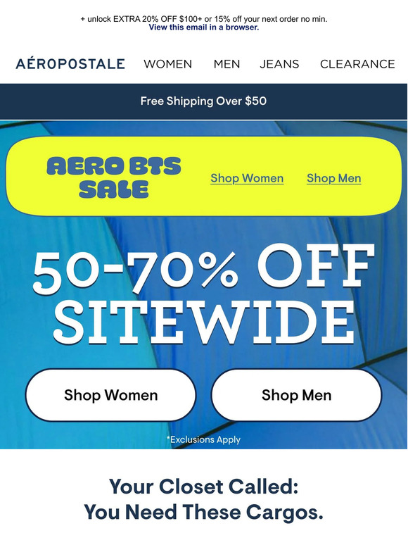 Aéropostale: Aero BTS Sale: 50-70% Off 🔥It's CarGO Time!