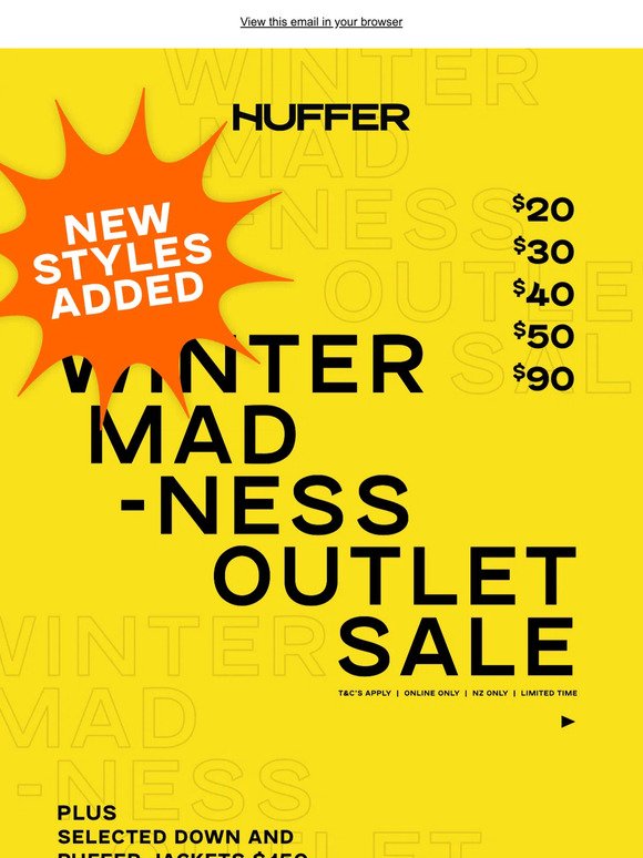 🚨 NEW STYLES ADDED / WINTER MADNESS OUTLET SALE 🚨