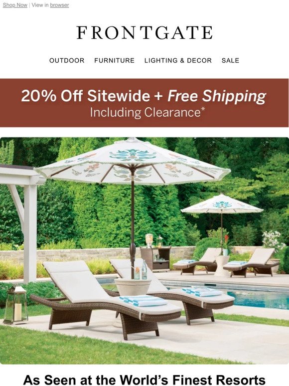20% off sitewide + FREE shipping, including clearance.