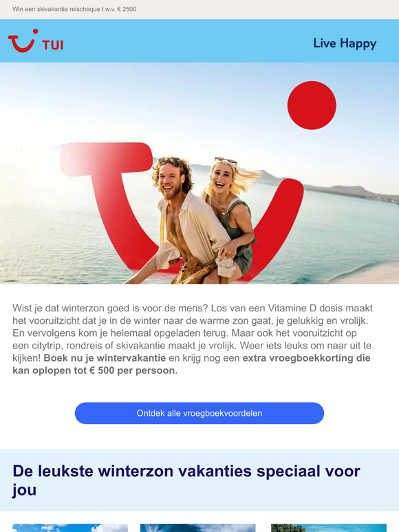 Wintervakanties tot € 500 extra vroegboekkorting p.p.