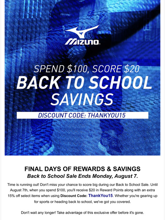 Mizuno discount best sale code