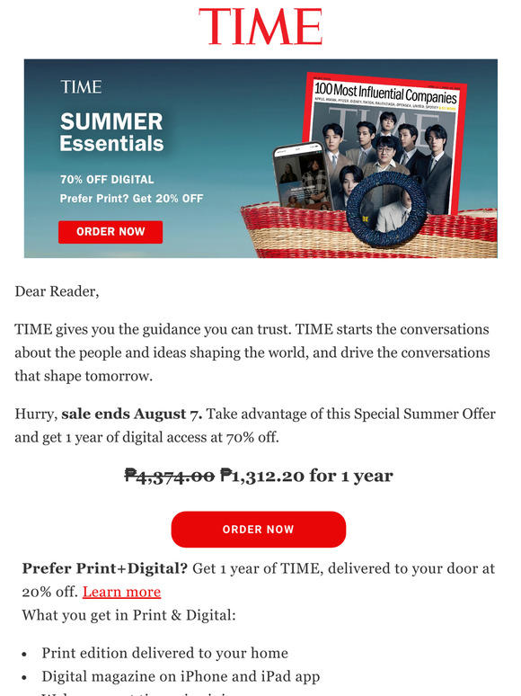 Hurry! TIME Summer Sale ends Aug 7: Save 70% on Digital Subscription
