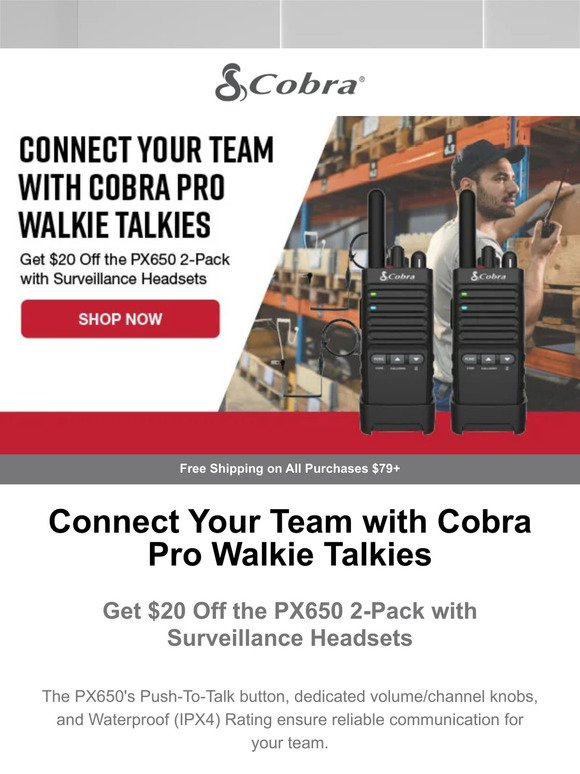 Connect Your Team with Cobra Pro Walkie Talkies
