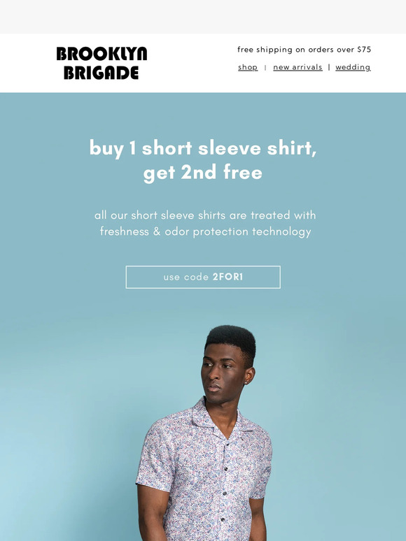 Buy 1 Short Sleeve Shirt, Get 2nd Free!