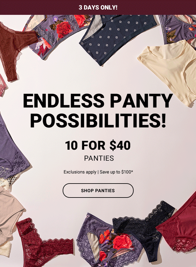 Soma Intimates: 10 for $40 Panties Starts Today!