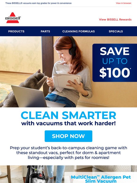 Save up to $100 on great vacs for college life 🎓