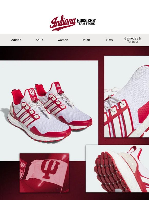 Adidas White/Crimson Indiana Hoosiers Ultraboost 1.0 Running Shoe Size: Medium