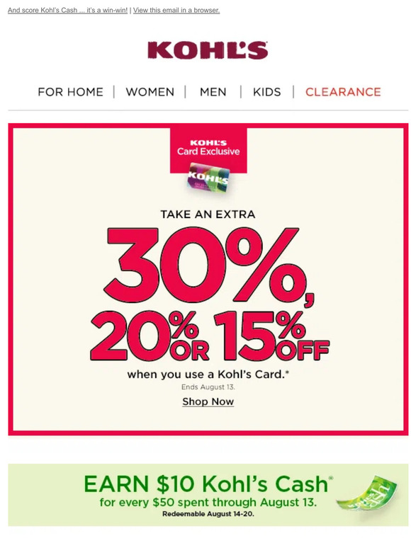 Take 15% off + earn Kohl's Cash  who's ready to shop? 🛍️ - Kohls