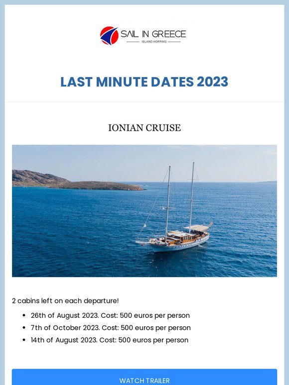 LAST MINUTE availability | Greek cruises 2023
