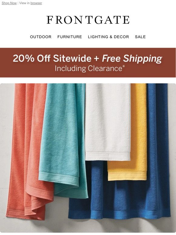 Includes Clearance: 20% off sitewide + FREE shipping.