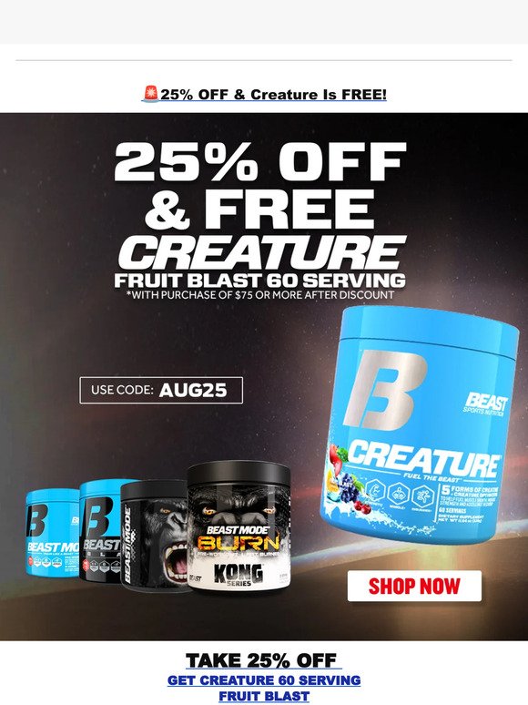 🦍 Beastly Deal: 25% OFF + FREE Creature Powder